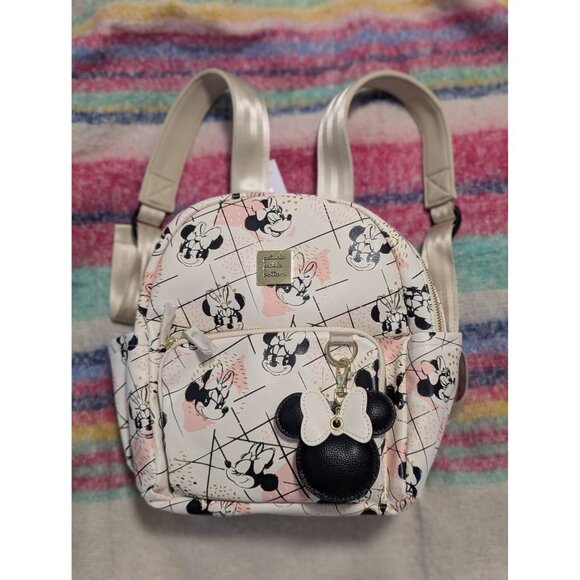 Disney Baby Petunia Pickle Bottom Minnie Mouse Mini Backpack  White/Gold/Pink Wi - Picture 1 of 8
